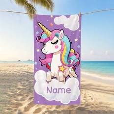 Shein Custom Name Unicorn Beach 1pc Bath Towel Multicolour