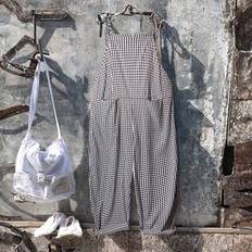 Checkered Jumpsuits & Overalls Shein Luneh Plus Size Plaid Suspender Jumpsuit - Summer