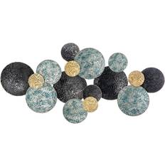 Metal Wall Decor Homcom 3D Art Modern Circle Blue/Black/Gold Wall Decor 133x66cm