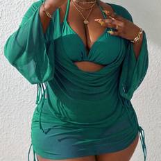 Shein 4-teiliges Damen Urlaubs-Set mit Neckholder Sexy Bikini - Cover-Up