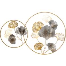 Gold Wall Decor Homcom Minimalist Ginkgo Leaves Gold Wall Decor 102x66.2cm