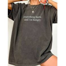 INAWLY Plus Size Women Round Neck Slogan Printed T-Shirt - Lightweight