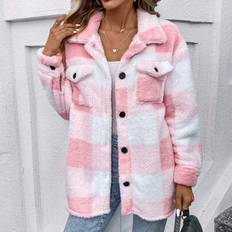 Checkered - Women Coats Shein Plaid Soft Fur Regular Fit Coat - Women's