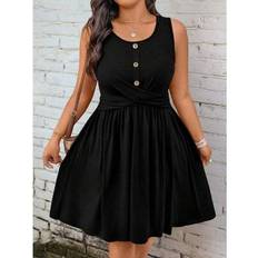 Shein Plus Size Women Twist Design Sleeveless Casual Dress