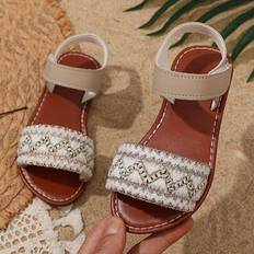 Beige Sandals Shein Toddler Girls Flat Sandals - Beige