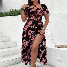 Shein Plus Size Women Boho Floral Print Casual Vacation Dress - Summer