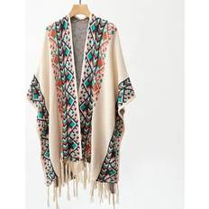 Polyester Capes & Ponchos Shein Women's Tassel Cape Shawl Boho Travel Accessories - Vacation