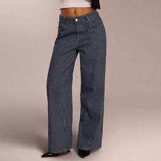 Stripes Jeans Shein Women's Summer New Striped Washed Jeans - Blue/White
