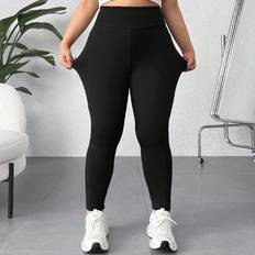 Shein Plus Size Solid Color Elastic High Waist Leggings