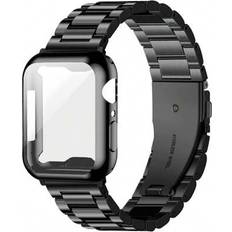 Wearables Shein Black Stainless Steel Metal Adjustable Apple Watch Band 2pcs