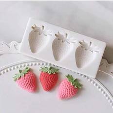 Candle Making on sale Shein 3-Cavity Strawberry Handmade Soap Soft Pottery Clay DIY Resin Silicone Mold
