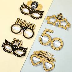 Text & Letters Photoprops Shein 50th Birthday Party Paper Glasses 6pcs