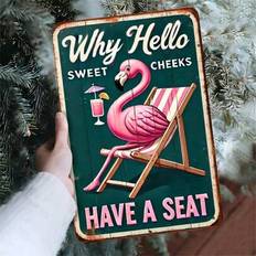 Shein Vintage Flamingo Metal Sign 30x20cm Wall Decor