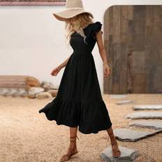 Shein Maxikleid Schmetterlingsärmeln und Rüschensaum - Frauen