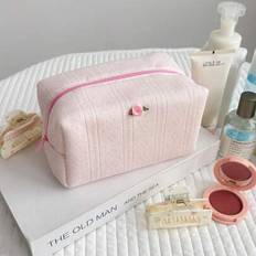 Women Cosmetic Bags Shein Stripped Pattern Fluffy And Soft Women Makeup Bag - Travel Zipper