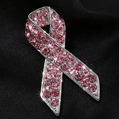 Women Brooches Shein Shiny Crystal Ribbon Brooches - Pink