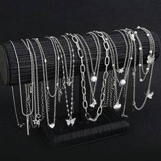 Jewellery Sets on sale Shein Minimalist Heart Butterfly Star Moon & Stripe Faux Pearl & Rhinestone Necklaces Set - Women