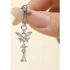 Women Piercings on sale Shein Navel Ring With Faux Rhinestone Butterfly Design - Women's