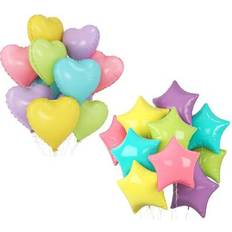 Text & Letters Foil Balloons Shein 18inch Heart Star Balloon Macaron Blue Green Pink Yellow Purple