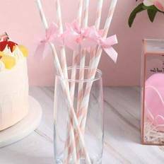 Blue Straws Shein Light Blue Pink Striped Straws 25/100pcs 6mm