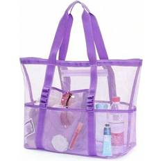 Women Beach Bags on sale Shein Hollow Polyester Mesh Beach Bag - Large Capacity