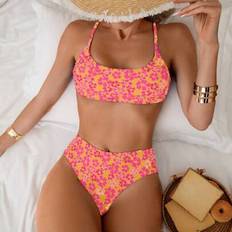 Elastane/Lycra/Spandex Tankinis Shein Women's Swimsuit Set Random Print Tankini Style Swimwear Wireless