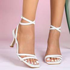 Shein Solid Color Fashionable High Heel Sandals - White