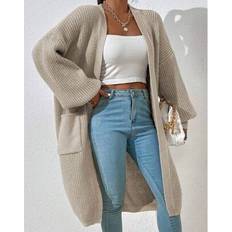 Shein Franclia Dual Pocket Drop Shoulder Cardigan - Long Sleeve