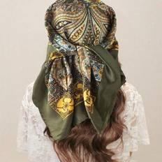 Paisley Accessories Shein 35 x 35 in Green Women's Paisley Pattern Jacquard Printed Square Scarf - Green