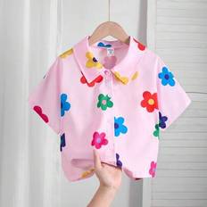 Florals Blouses & Tunics Children's Clothing Shein Floral Print Short Sleeve Blouse - Summer