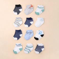 Shein Baby Boy Dinosaur Pattern Striped Socks - Soft