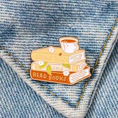 Enamel Brooches Shein Drink Tea And Read Books Enamel Pin Custom Decorative Brooches - Christmas