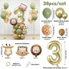 Foil Balloons Shein Animal Foil Balloon Set 38pcs Lion Giraffe Tiger Shape