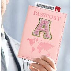 Passport Covers Shein A-Z Letter Passport Cover Case - Pink
