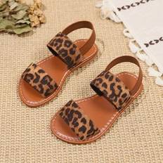 Brown Sandals Shein Plus Size Toddler Girls Flat Sandals - Brown Leopard Print