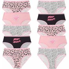 Elastane Knickers Children's Clothing Shein Tween Girl Chic Leopard Print Solid Color Trim Heart Pattern Panties - Autumn/Winter/All Seasons