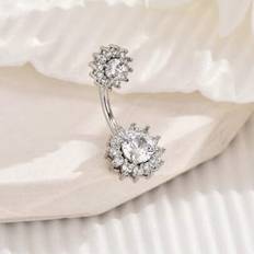 Shein Colored Zirconia Sunflower Stainless Steel Belly Button Ring - Low Sensitivity