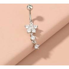 Shein Stainless Steel Natural Shell Teardrop Navel Piercing - Plum Blossom