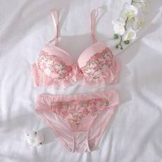 Florals Lingerie Sets Shein Floral Embroidered Romantic Pastoral Lingerie Set - 2pcs