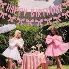 Shein Set Rosa Schleife 2 Stück Happy Birthday Banner