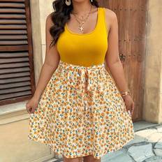 Shein Ditsy Floral Print Collage Asymmetric Ruffle Hem Dress - Summer Vacation