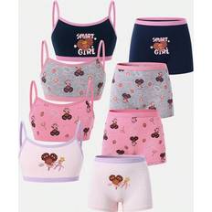 Elastane Underwear Sets Shein Young Girl Cute Cartoon Pattern Underwear Set