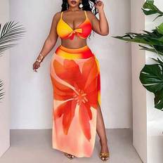 Stretch Lingerie Sets Shein Plus Size Women 3pcs Set - Random Ombre Print