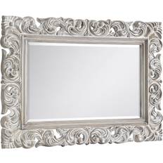 Julian Bowen Baroque Distressed Antique White Wall Mirror 113x81.5cm