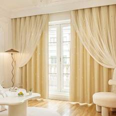 Shein Hollow Star Sheer Curtain Polyester With Lace