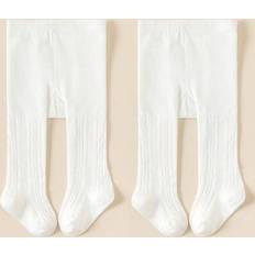 Pantyhoses Shein Baby Girls Minimalist Solid White Soft & Breathable Tights - White