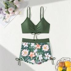 Shein Floral Print Wrap-Style Swim Trunks Set - Summer Beach Vacation