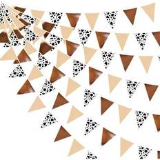 Party Decorations Shein Brown Cow Print Bunting Banner 3pcs