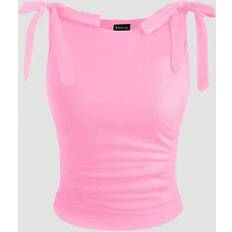 Shein Women's Summer Camisole Round Neck Sleeveless Bowknot Strap Design Tight Fit - Versatile Tank Top