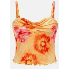Orange Tank Tops Children's Clothing Shein Tween Girls Casual Tropical Floral Print - Orange Cami